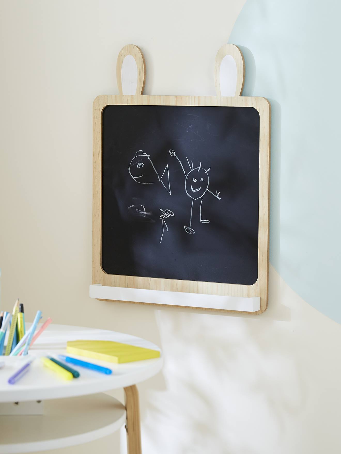Vertbaudet Kinderzimmer Wandtafel HASE - schwarz/natur