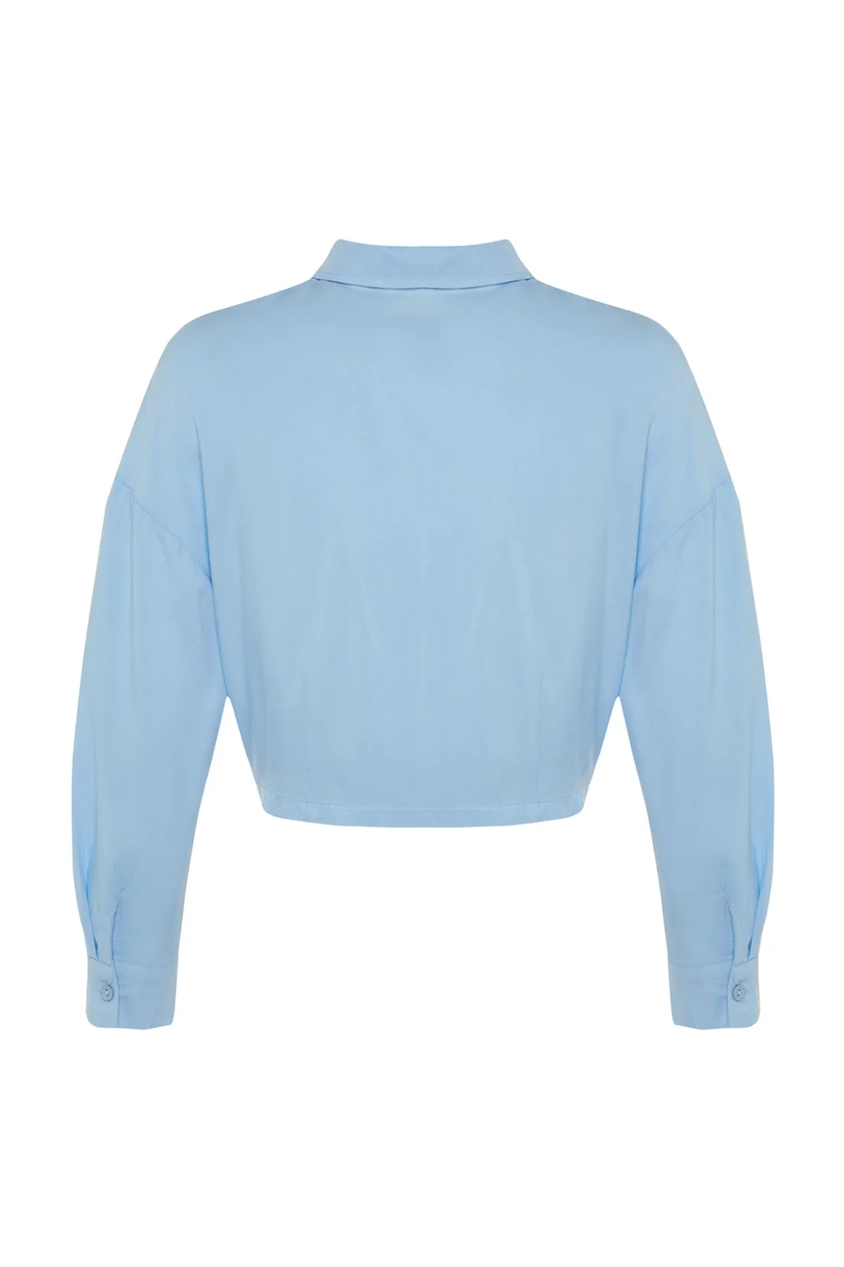 Trendyol Collection  Hellblaue geraffte Webbluse TWOSS23BZ00442