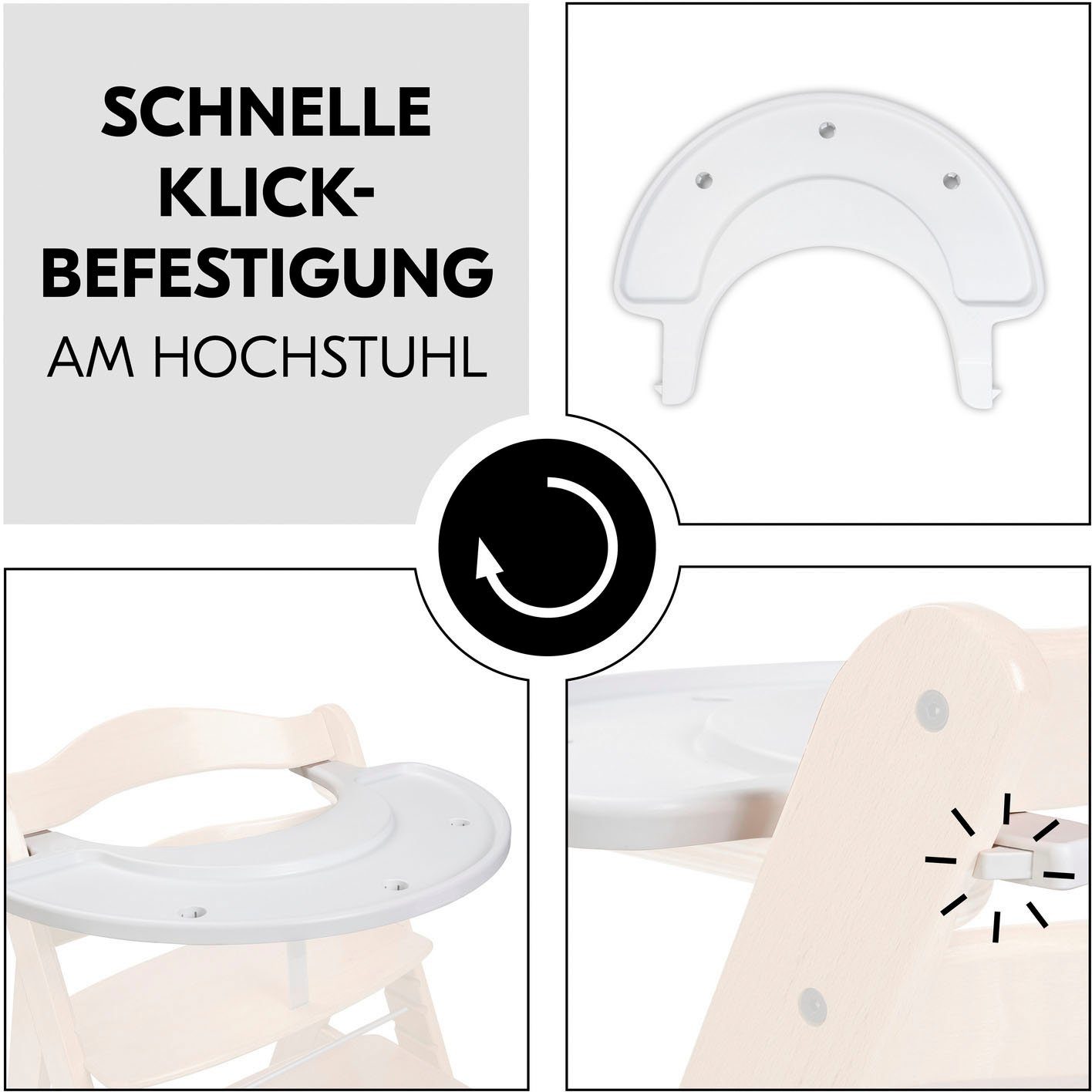 Hauck Hochstuhltablett Alpha Play Music Set Zebra, Holz, Kunststoff, FSC® - schützt Wald - weltweit