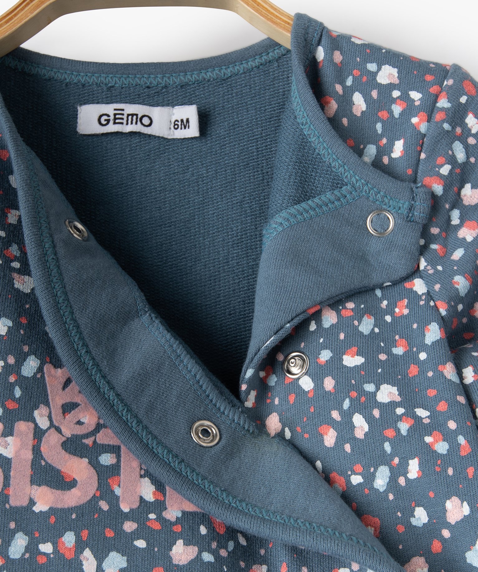 Pyjama bébé fille en jersey terrazzo ouverture devant bleu | GEMO
