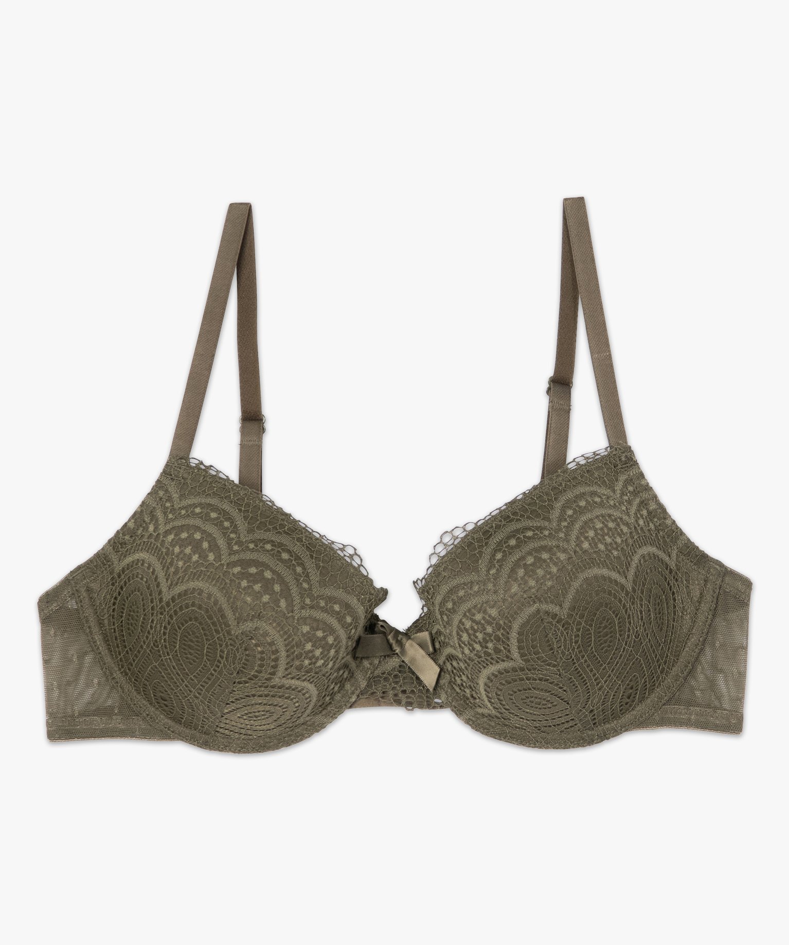 Soutien-gorge corbeille en dentelle à armatures femme kaki | GEMO