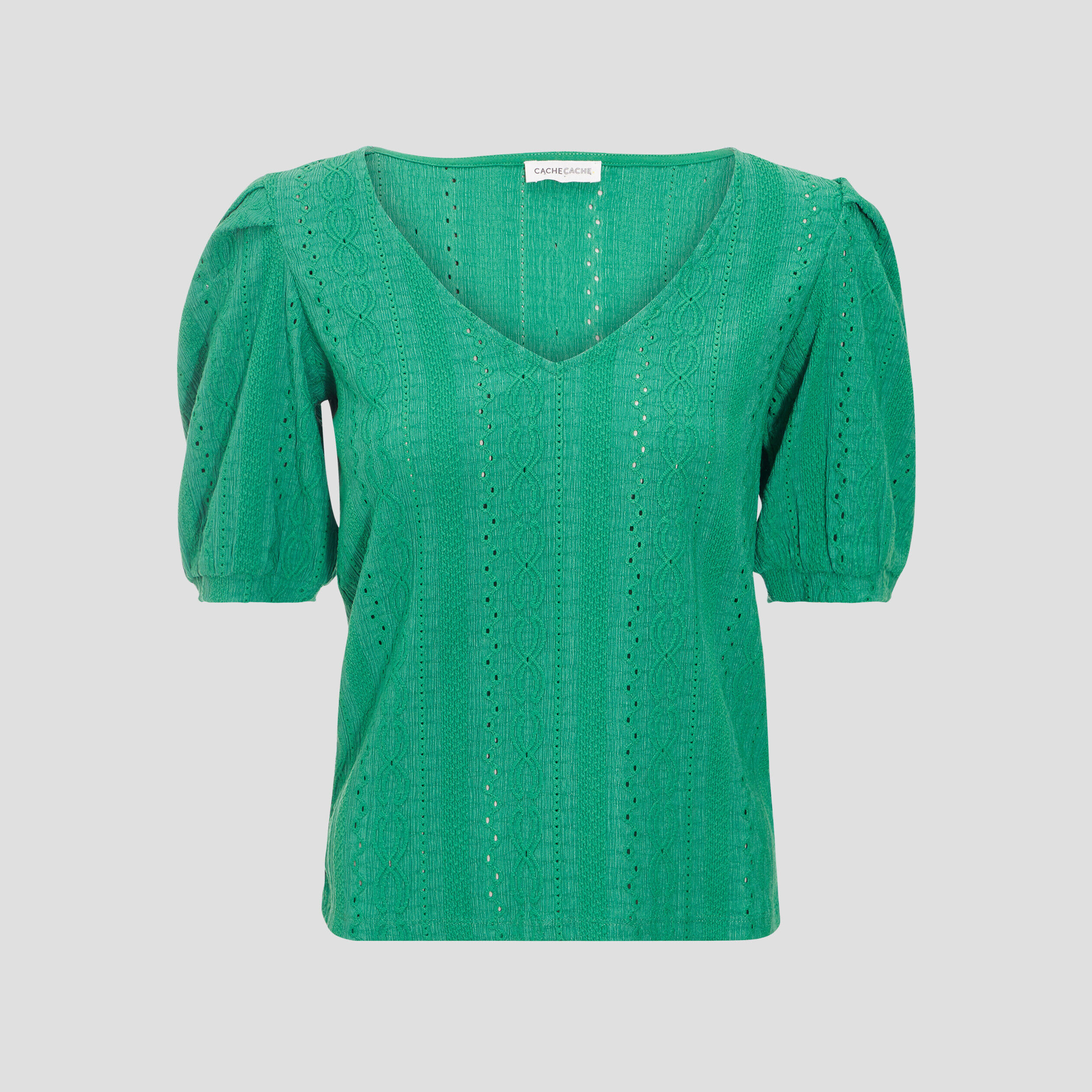 T-shirt manches courtes vert femme | Cache Cache