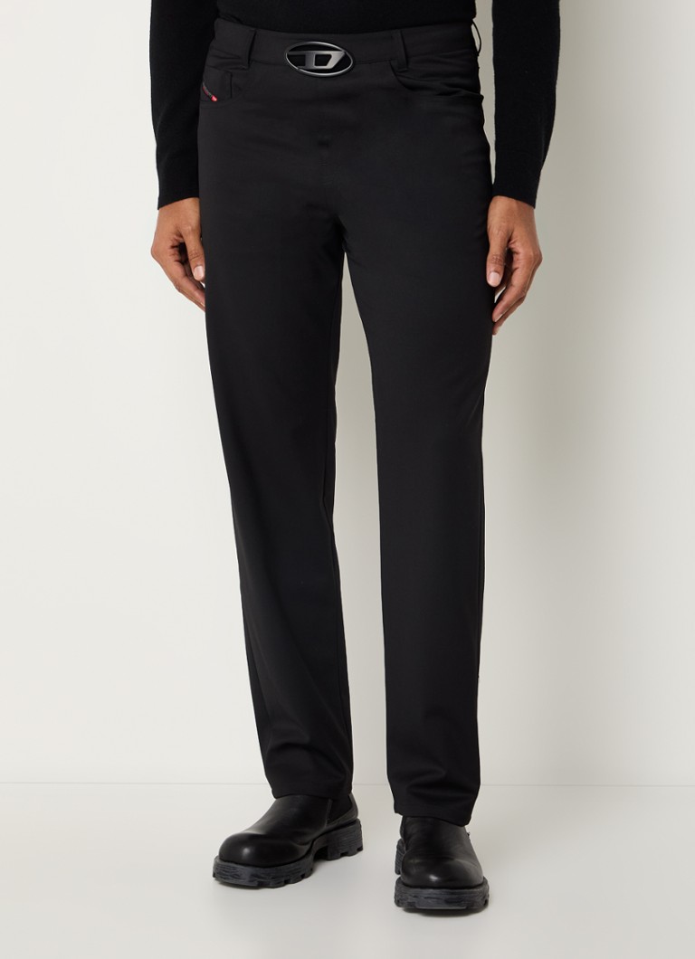 Diesel P-Dmax straight fit pants in woolblend with buckle