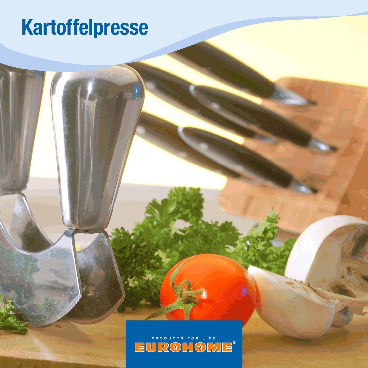 EUROHOME Kartoffelpresse Gemüse Presse - Kartoffelbreipresse aus rostfreiem Edelstahl, Edelstahl, Kartoffelstampfer - Küchenhelfer Haushaltshelfer