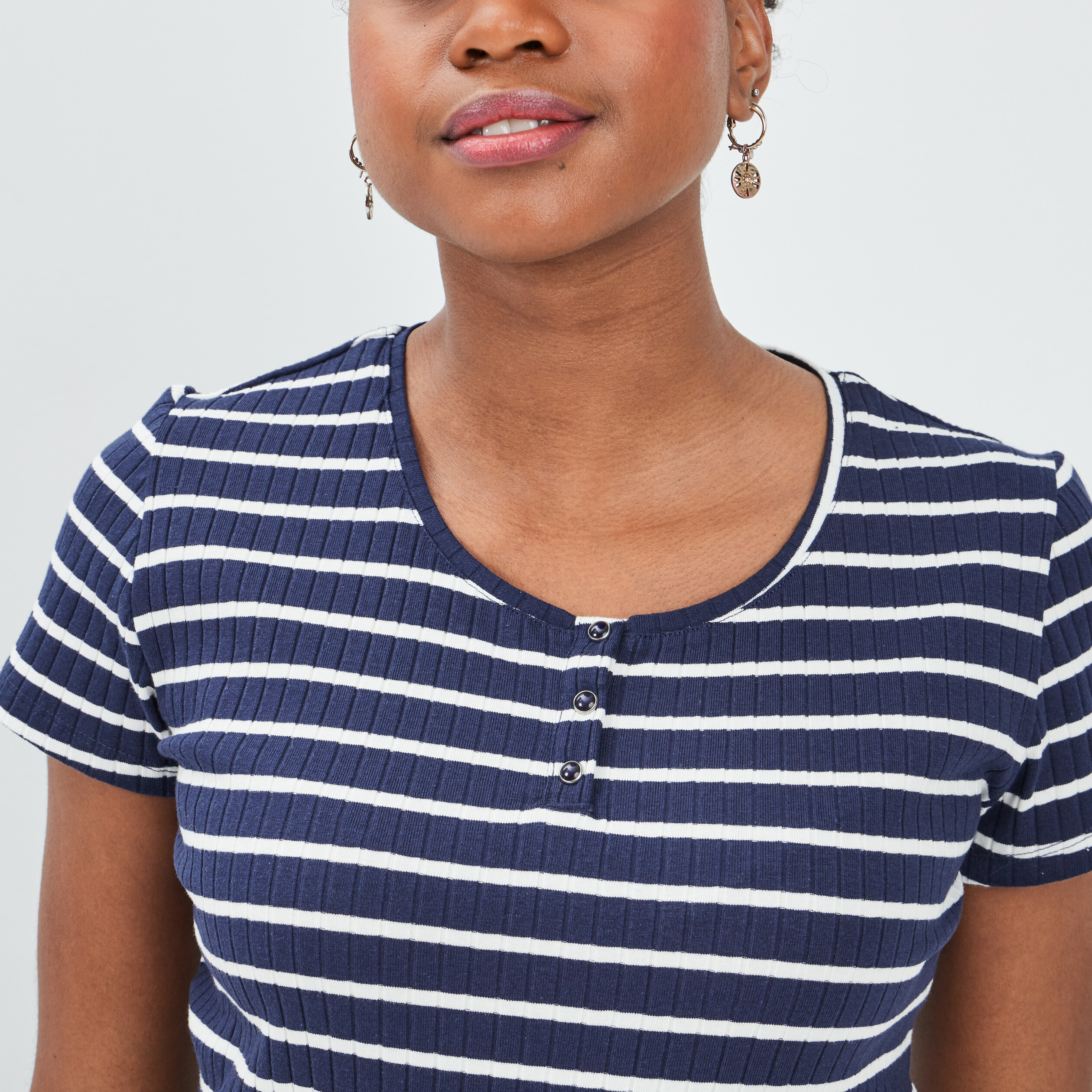 T-shirt manches courtes bleu marine femme | La Halle