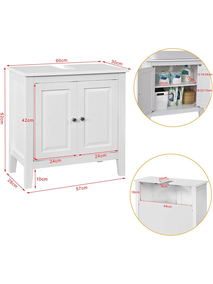 SoBuy Waschbeckenunterschrank in Weiß - (B)60 x (H)62 x (T)30cm günstig kaufen onesize