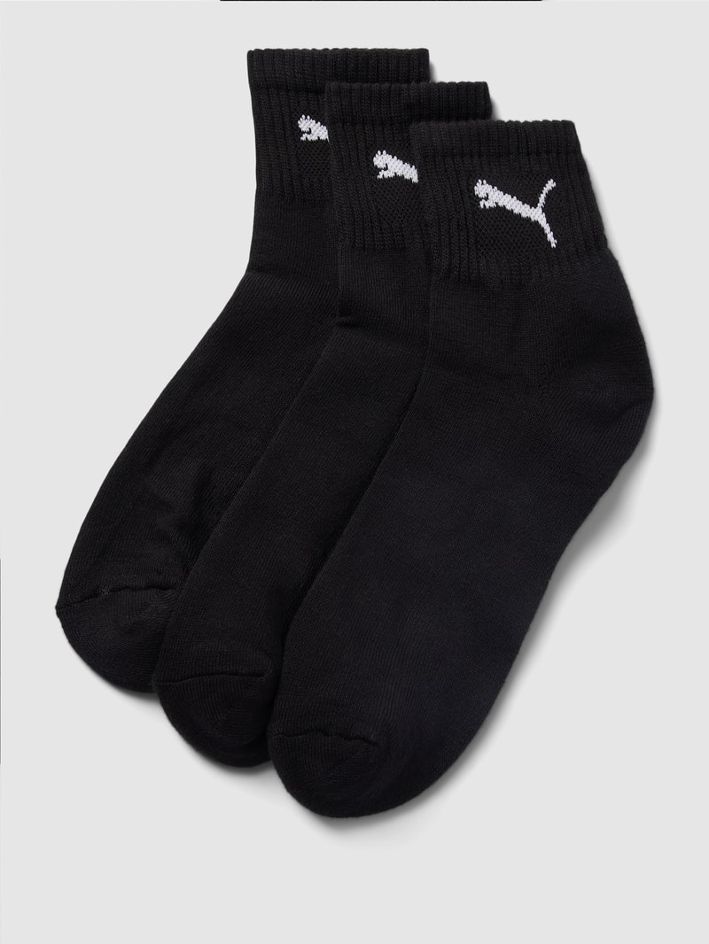 Socken mit Label-Detail im 3er-Pack Modell 'SHORT CREW' in schwarz