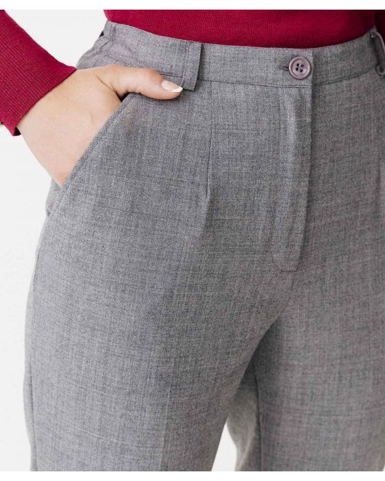 Pantalon droit, lainage aspect flanelle, 2 statures