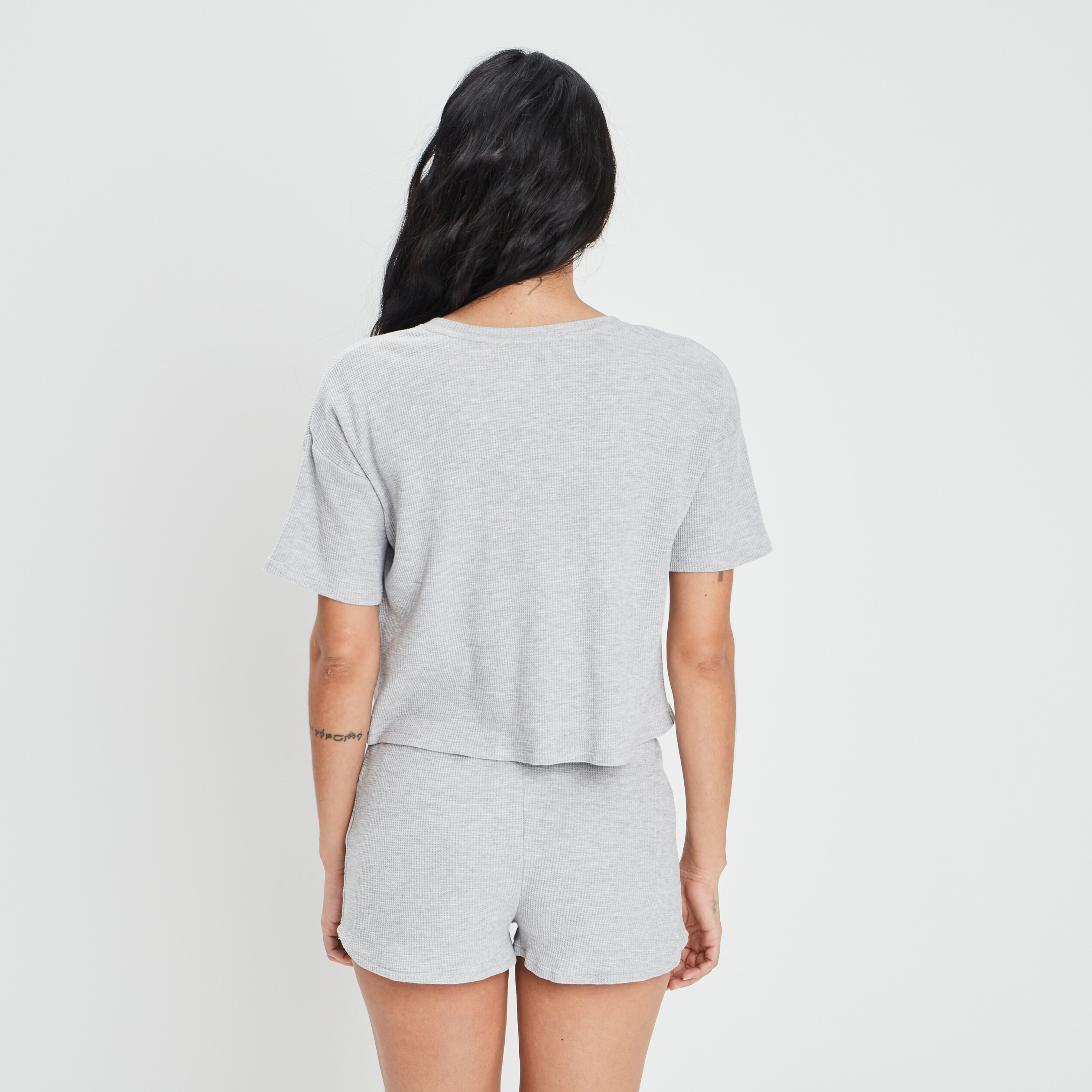 Ensemble pyjama 2 pièces en coton gris clair femme | La Halle