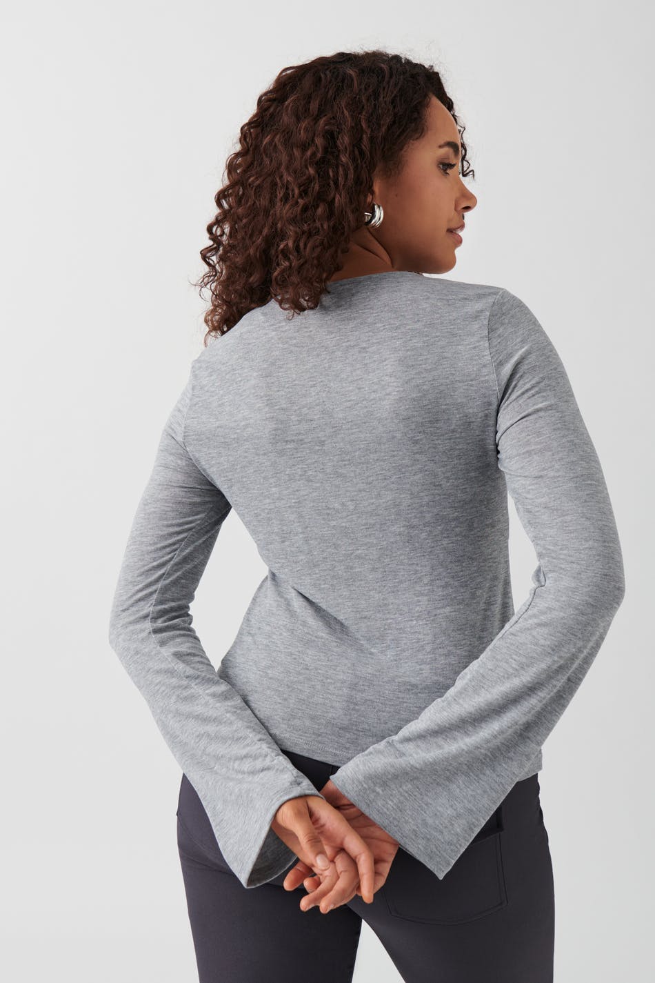 Tie front long sleeve top