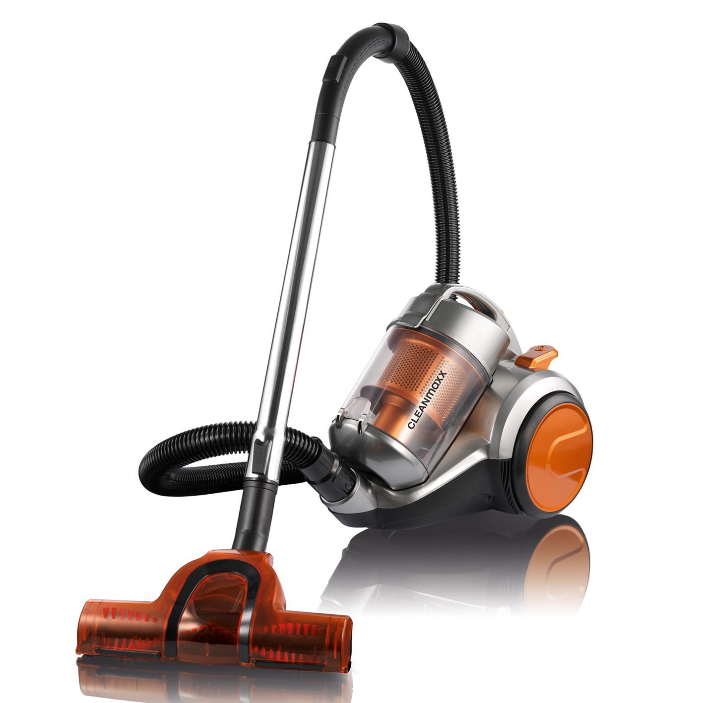 CLEANmaxx Zyklon Hybrid Staubsauger beutellos, Pet Star 700W orange/silber