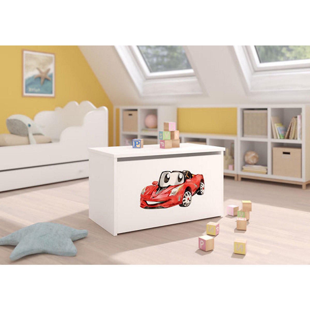 Spielzeugtruhe Sitztruhe Daria 73cm Motiv wählbar mit 1 Klappe