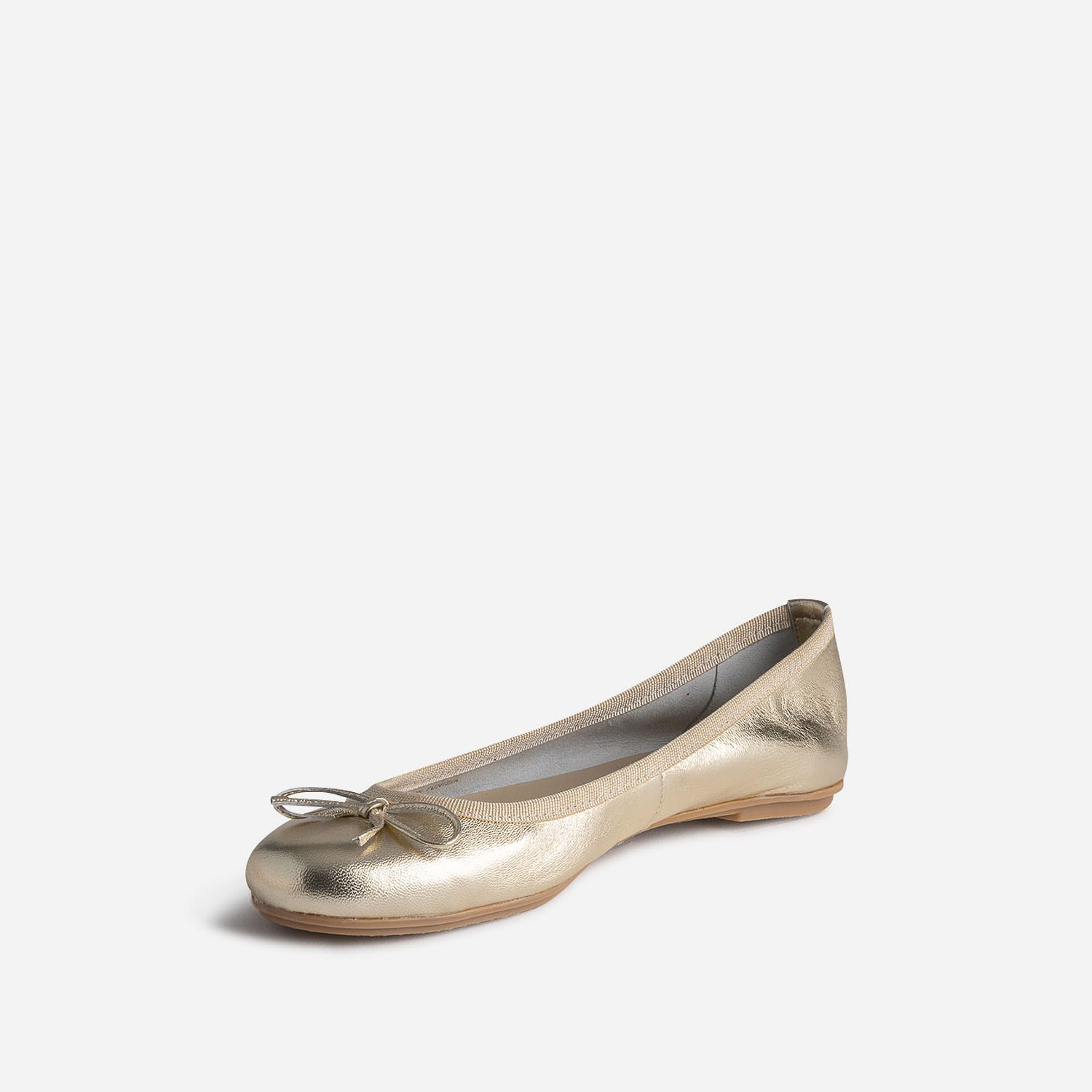 Ballerine dorée en cuir avec nœud