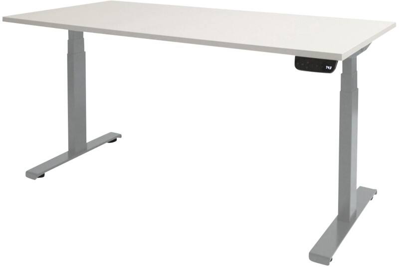 Schaffenburg Höhenverstellbar Sitz-Stehschreibtisch Rechteckig Holz Aluminium T-Fuß 1.800 x 900 x 645 mm