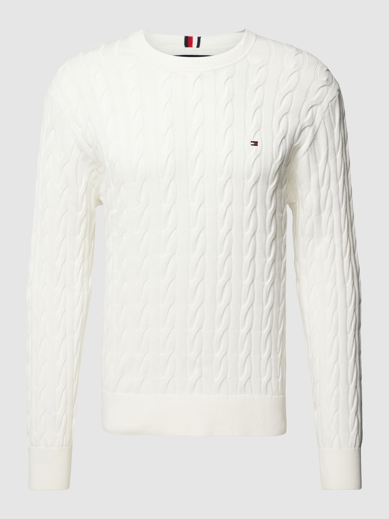 Strickpullover mit Zopfmuster in offwhite