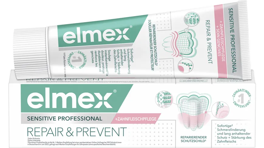 elmex Zahnpasta Sensitive Professional Repair & Prevent – Sofortige* Schmerzlinderung und anhaltende Prävention 75 ml