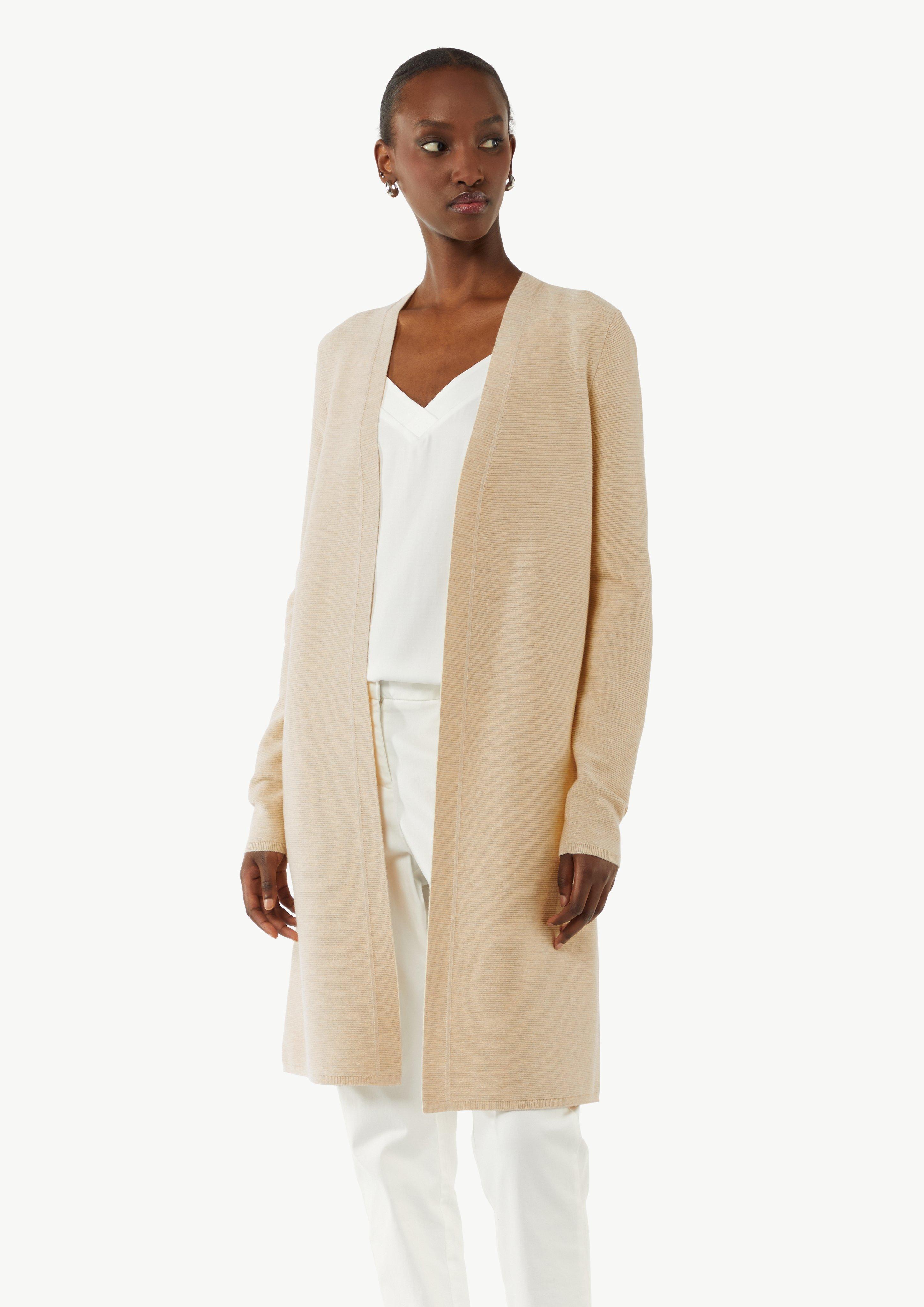 Long-Cardigan ohne Verschluss - beige