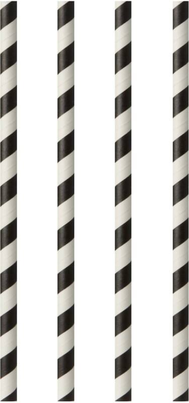 PAPSTAR Trinkhalme Papier Schwarz Weiß 0,6 x 20cm 100 Stück