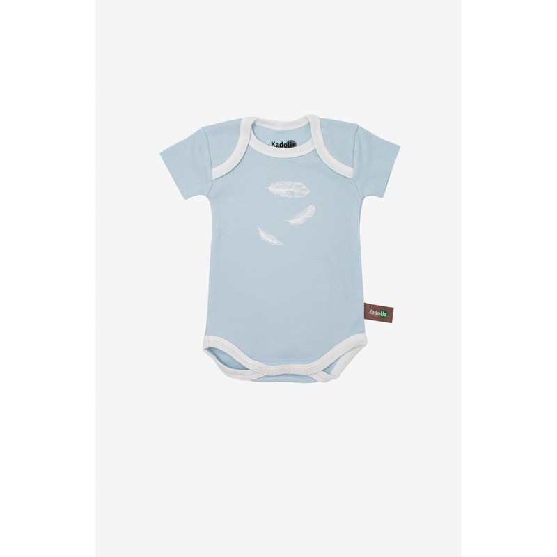 Lot de 3 Body manches courtes en Coton Bio à motifs plumes
