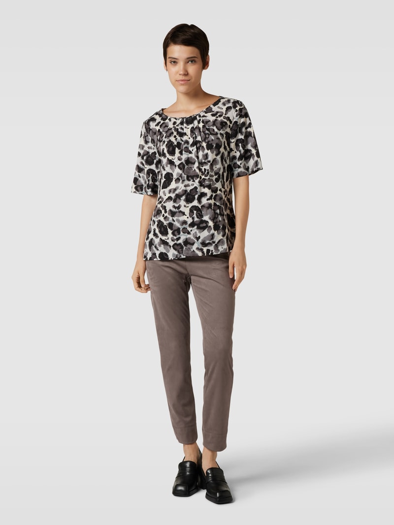 Bluse mit Allover-Muster in hellgrau