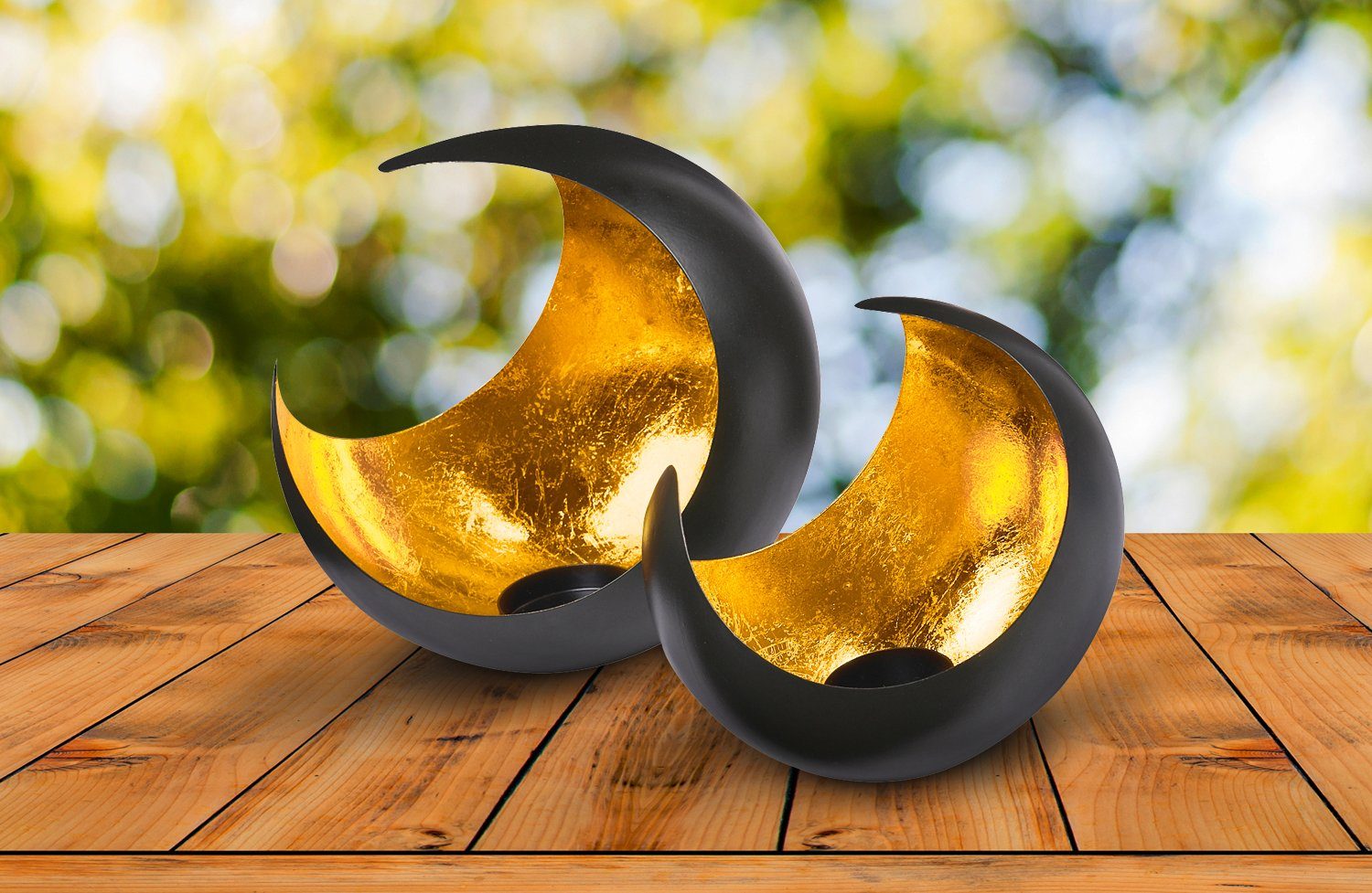 Marrakesch Orient & Mediterran Interior Teelichthalter 2er Set Windlicht Moon, orientalisches Windlicht, Handarbeit