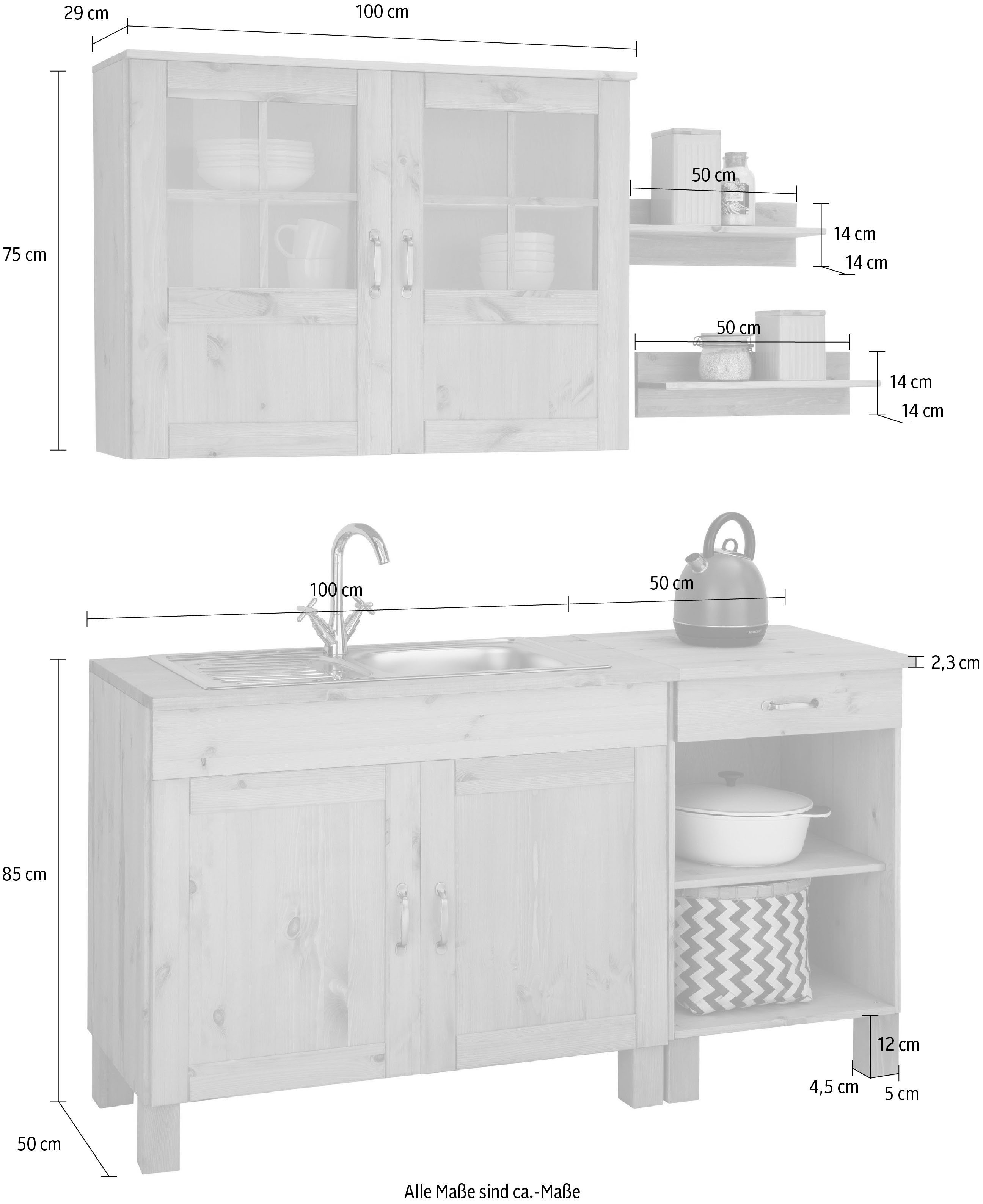 Home affaire Küchenzeile Alby, Breite 150 cm, in 2 Tiefen, ohne E-Geräte