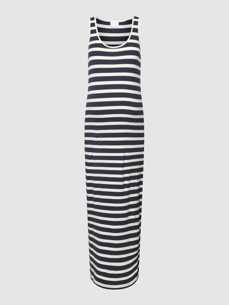 Ärmelloses Umstands-Maxikleid mit Streifenmuster in marineblau