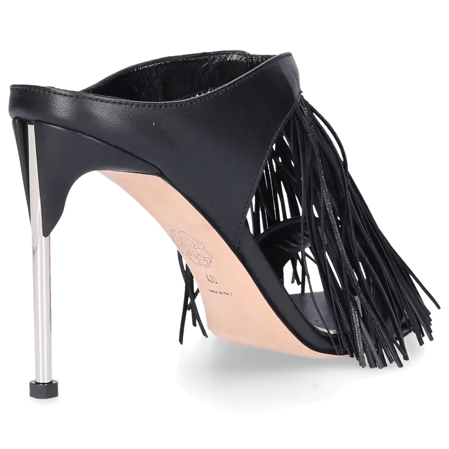 Alexander McQueen - Sandalen WHS4I Fransen schwarz silber - schwarz