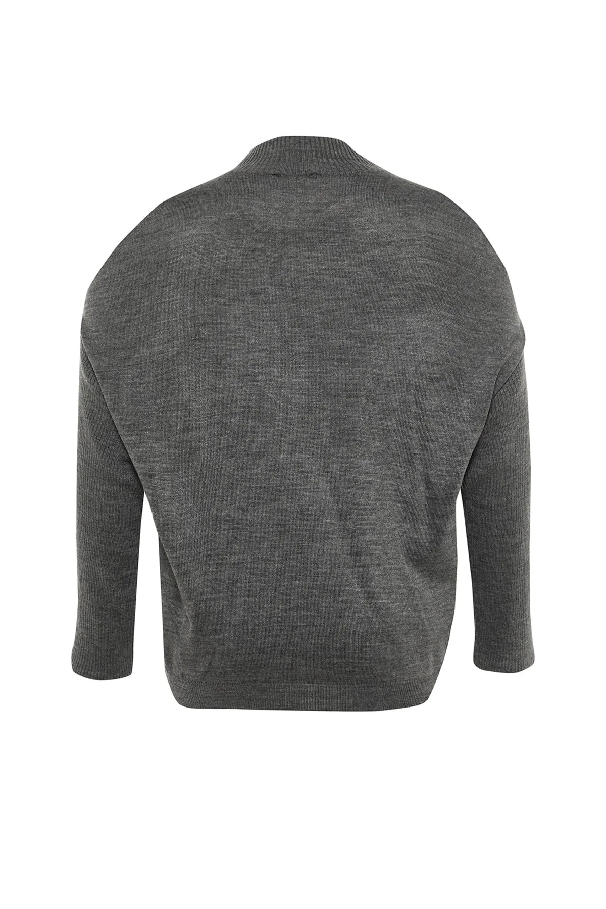 Trendyol Curve  Anthrazitfarbener, detaillierter Strickpullover mit Cut-Outs