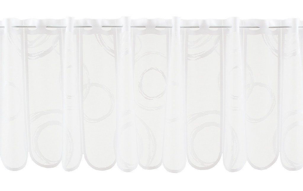 Scheibengardine nach Maß Kringel, Gardinen Kranzusch, Stangendurchzug (1 St), transparent, Kurzgardine, Stablöcher, transparent, verschiedene Höhen und Breiten