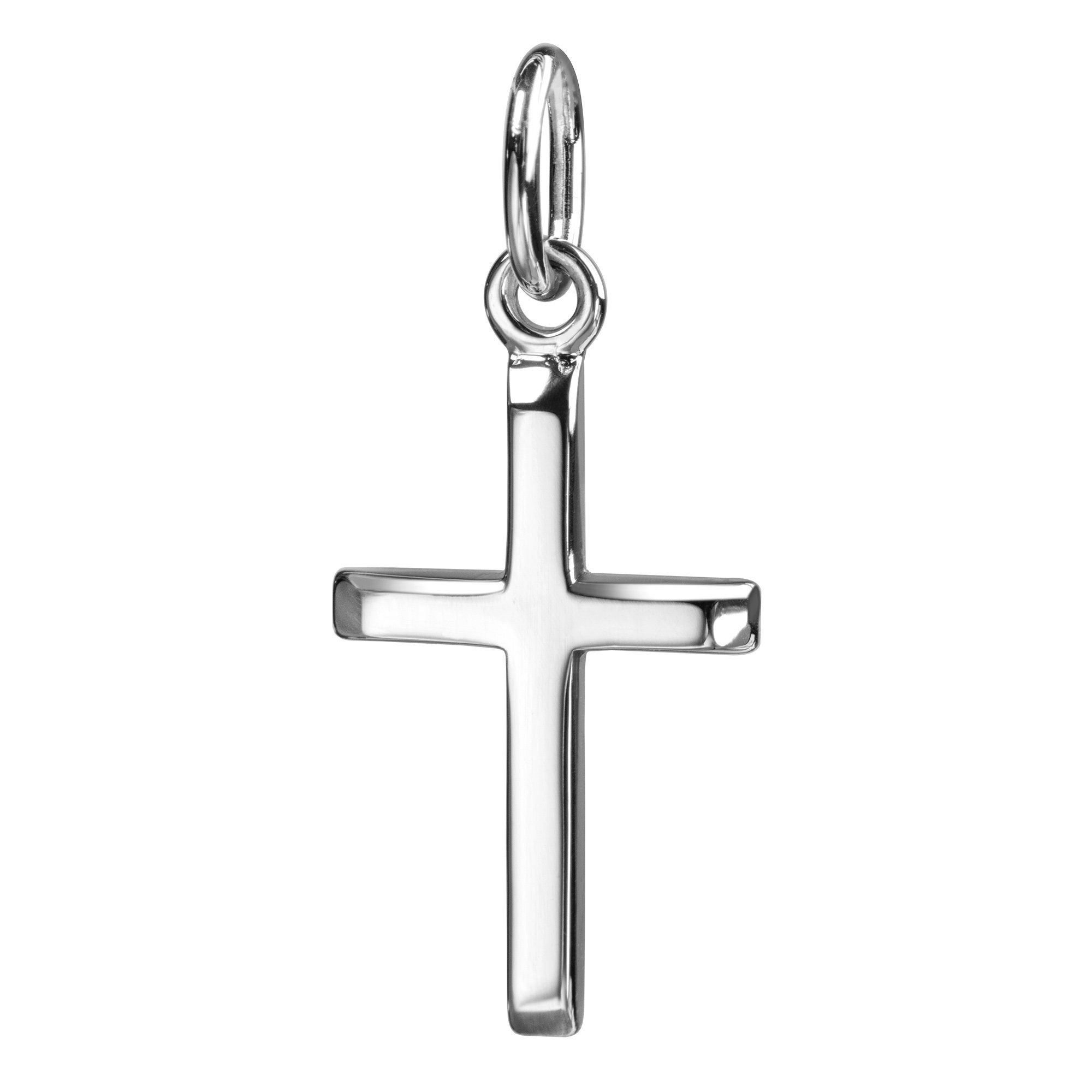 JEVELION Kreuzkette Kreuzanhänger 925 Silberkreuz - Made in Germany (Silberanhänger, für Damen und Kinder), Mit Silberkette 925 - Länge wählbar 36 - 70 cm oder ohne Kette.