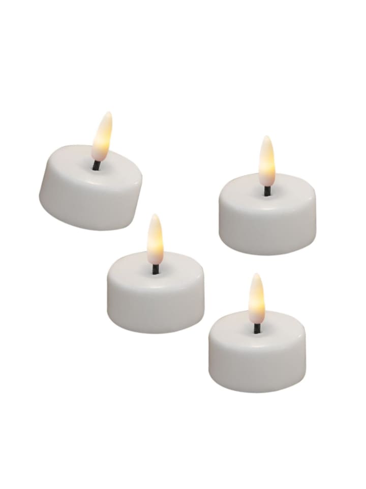 Deluxe Homeart 4x LED Mini Teelichter Mia flackernd mit Batterien D: 3,5cm in weiß günstig kaufen onesize