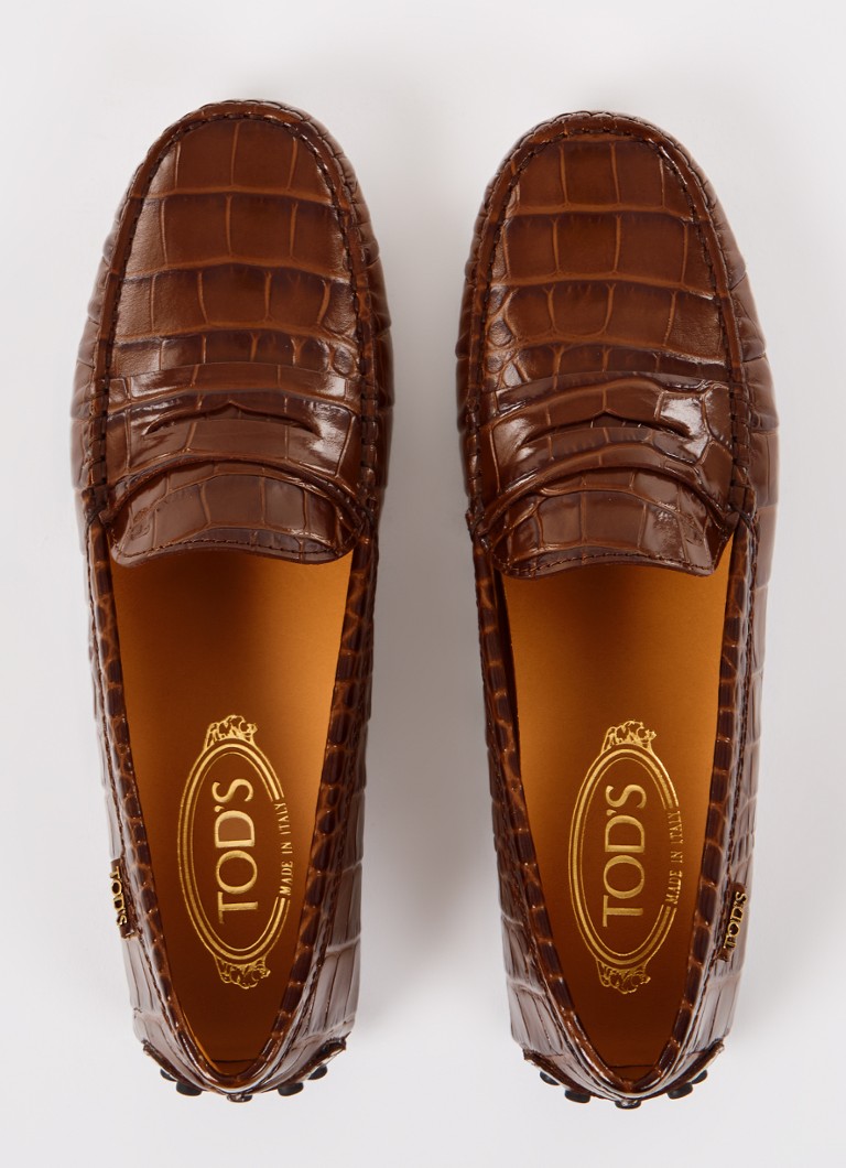 Mocasini Tod's Gommino din piele cu textură de crocodil