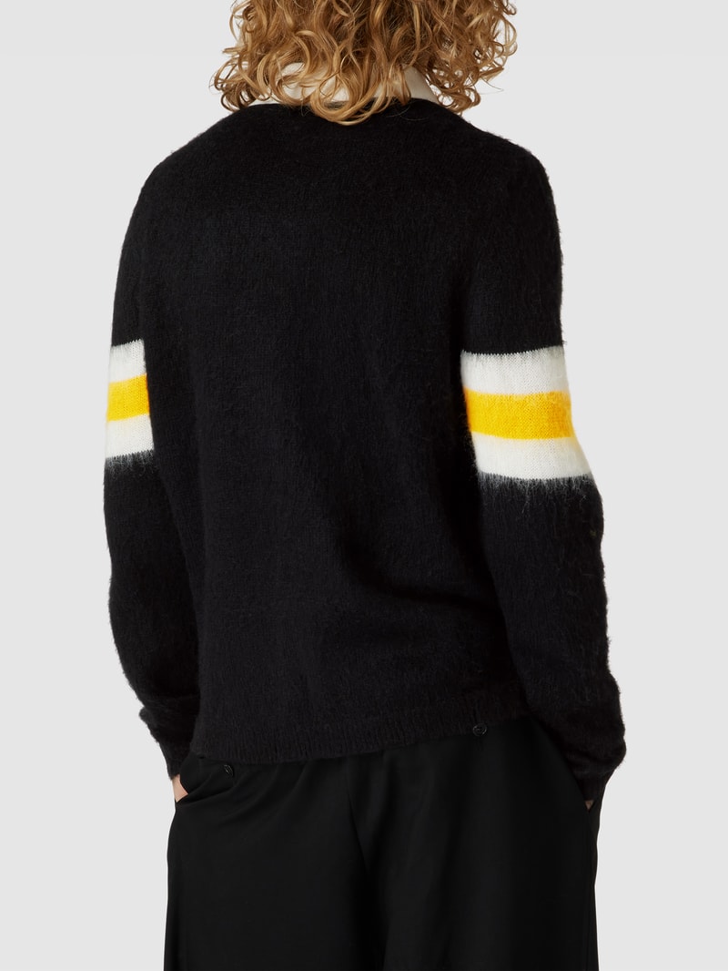 Strickpullover mit Woll-Anteil Modell 'VARSITY' in schwarz