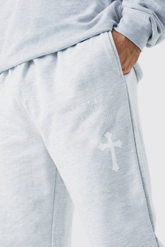 Lockere Jogginghose mit Kreuz-Print