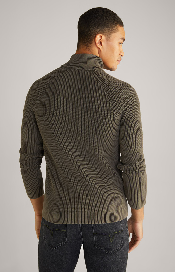 Baumwoll-Pullover Henricus in Oliv-Braun