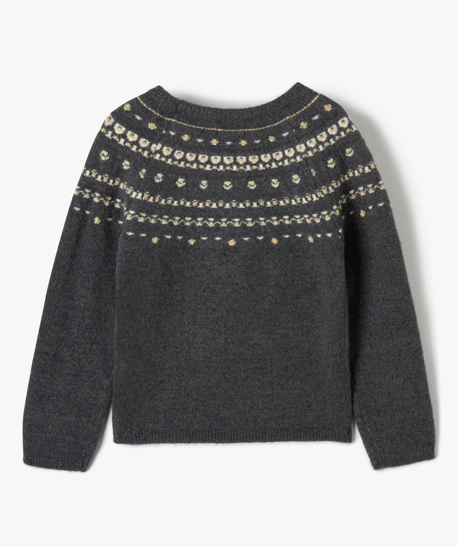 Pull de Nol fille à motifs jacquard - LuluCastagnette gris fonce | GEMO