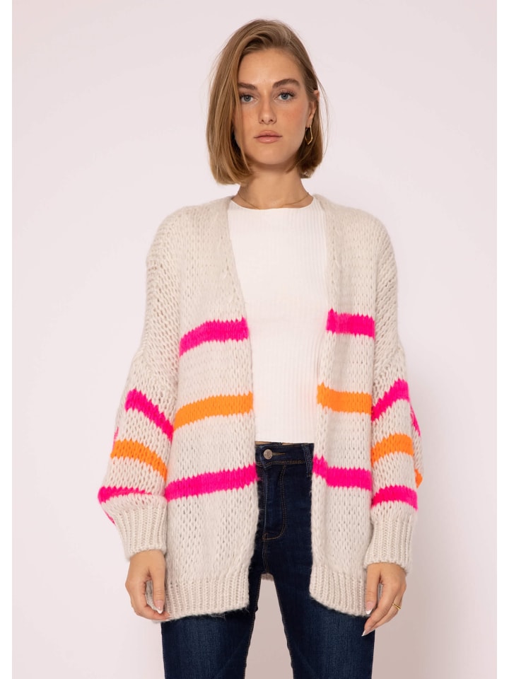 SASSYCLASSY Oversize Strick-Cardigan in Offwhite, Pink günstig kaufen