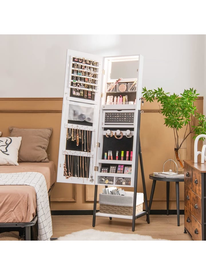 COSTWAY Schmuckschrank mit Spiegel in Weiß günstig kaufen 37 cm