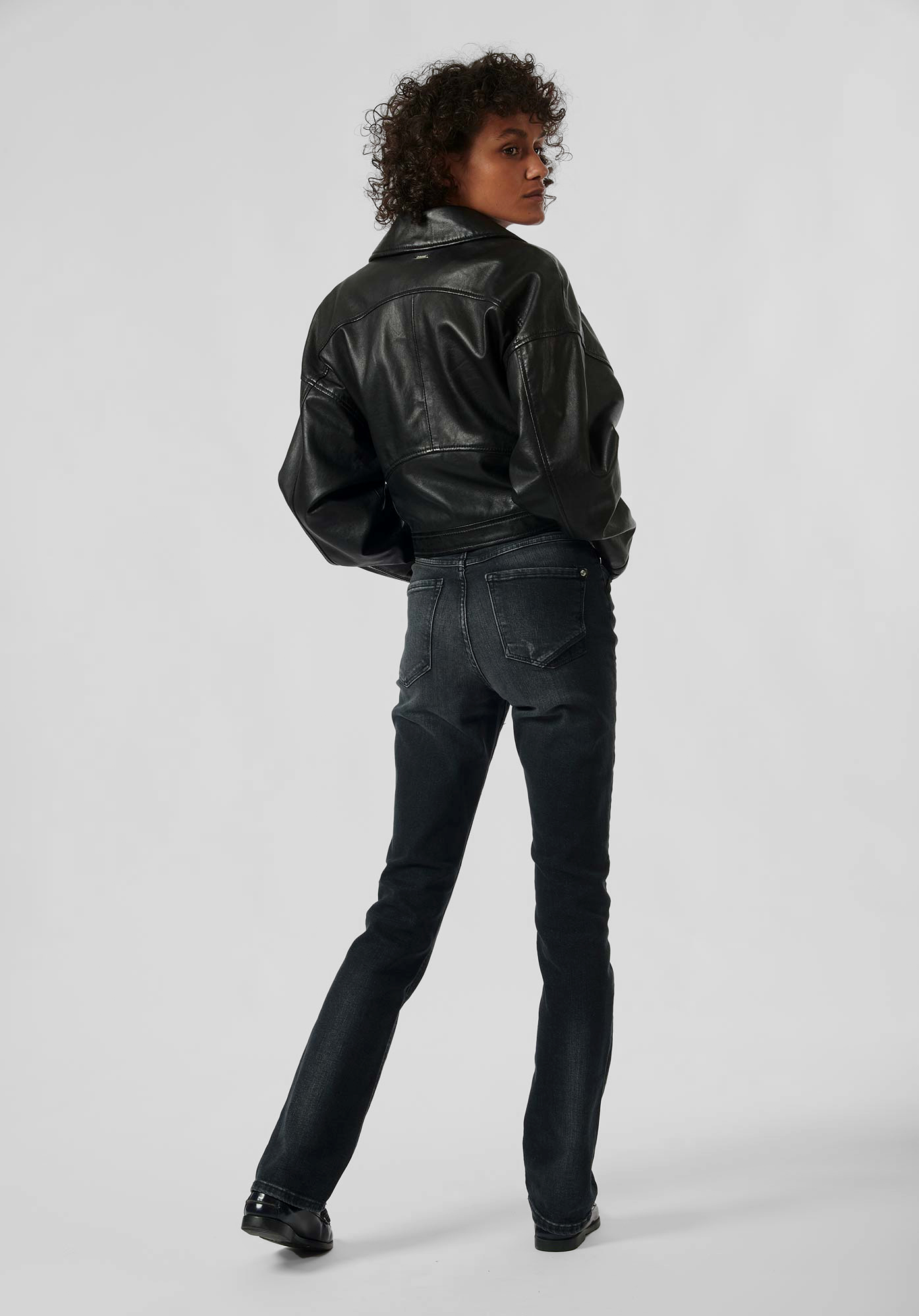 SLIVE  Veste en cuir noir Femme