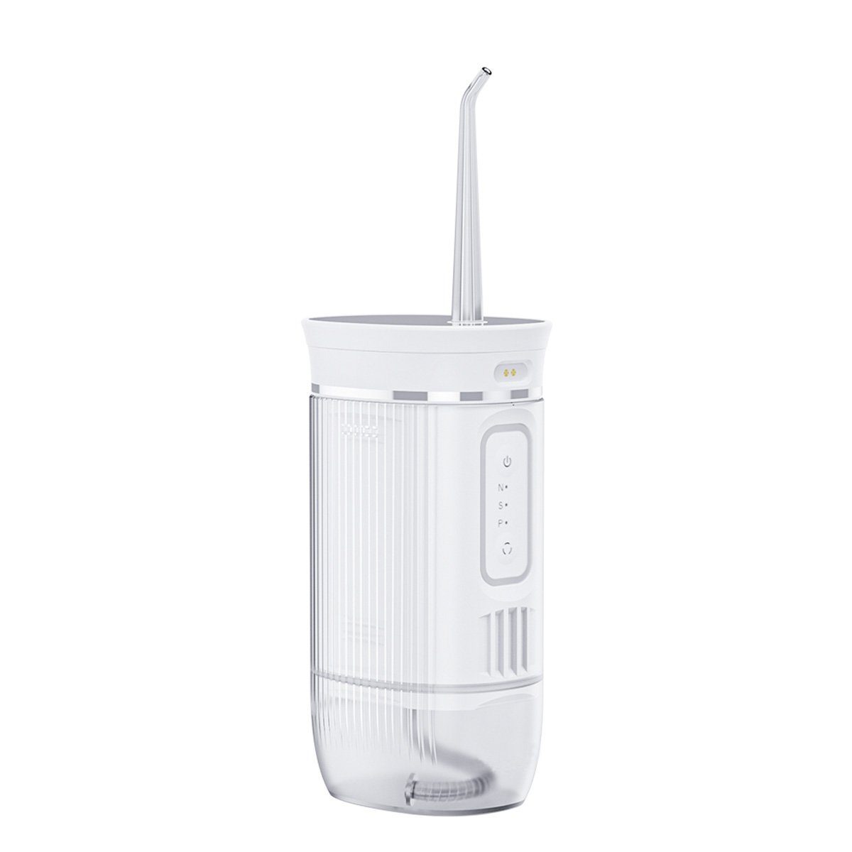Yoyaxi Zahnpflege-Set Akku-Wasserflosser, Mundwasser-Flosser mit 3 Modi und 4 Düsen, Spiegelreflexion für gründlichere Reinigung, 1-tlg., geeignet für Reisen und den Heimgebrauch, 200 ml tragbarer Akku-Scaler mit einziehbarem Wassertank