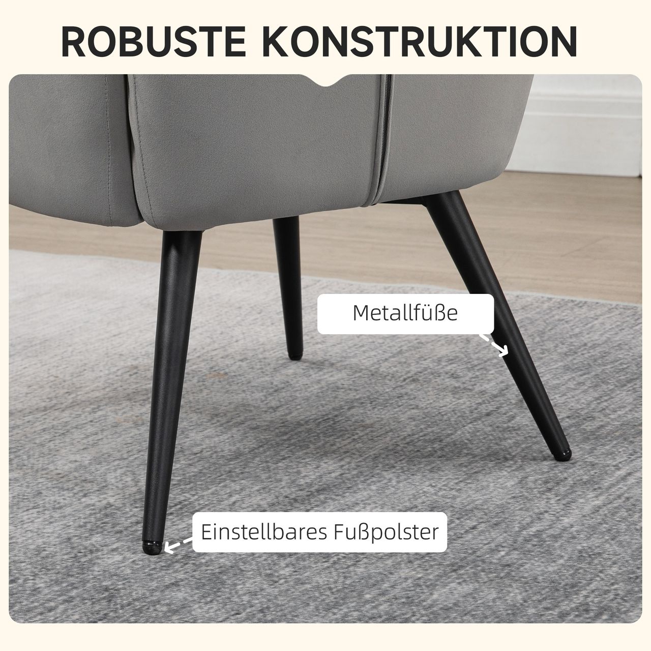 HOMCOM Ohrensessel mit Hocker, Relaxsessel, Loungesessel mit Samtoptik