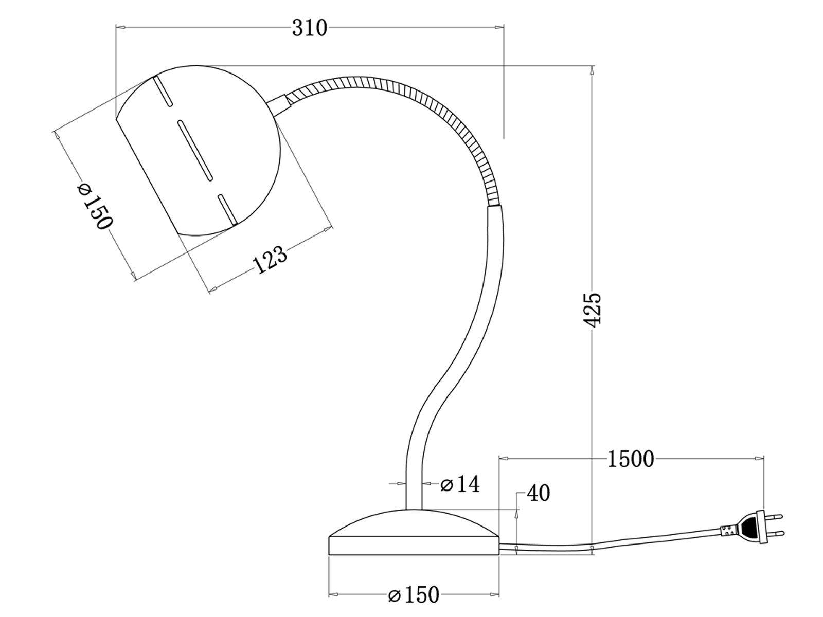 meineWunschleuchte LED Schreibtischlampe, Dimmfunktion, LED wechselbar, wechselbar: 1 x E14, 4,9 Watt, 470 Lumen, warmweiß, groß-e Designer Nachttisch-lampe & Schreibtischlampe Touch, Höhe 42cm