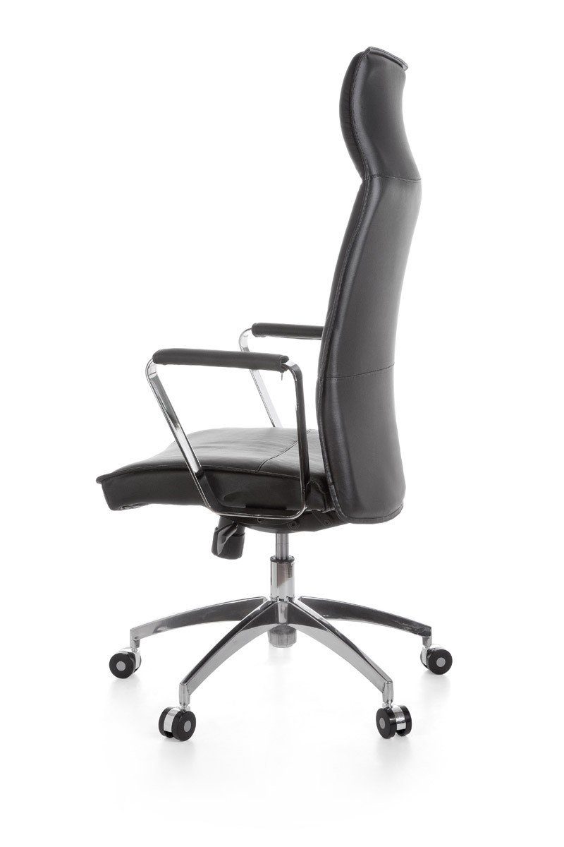 Amstyle Drehstuhl SPM1.137 (Echtleder Schwarz, Bürostuhl XXL 120 kg Modern), Schreibtischstuhl Drehbar, Chefsessel mit Armlehne