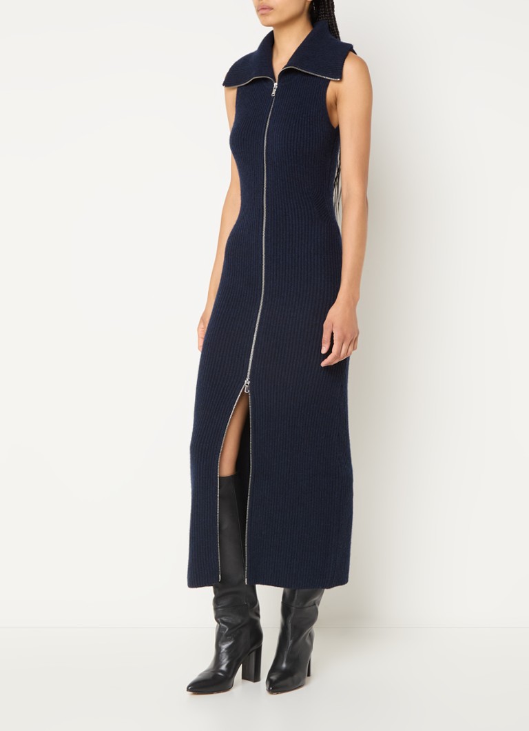Vestido midi de mezcla de lana acanalada de Claudie Pierlot