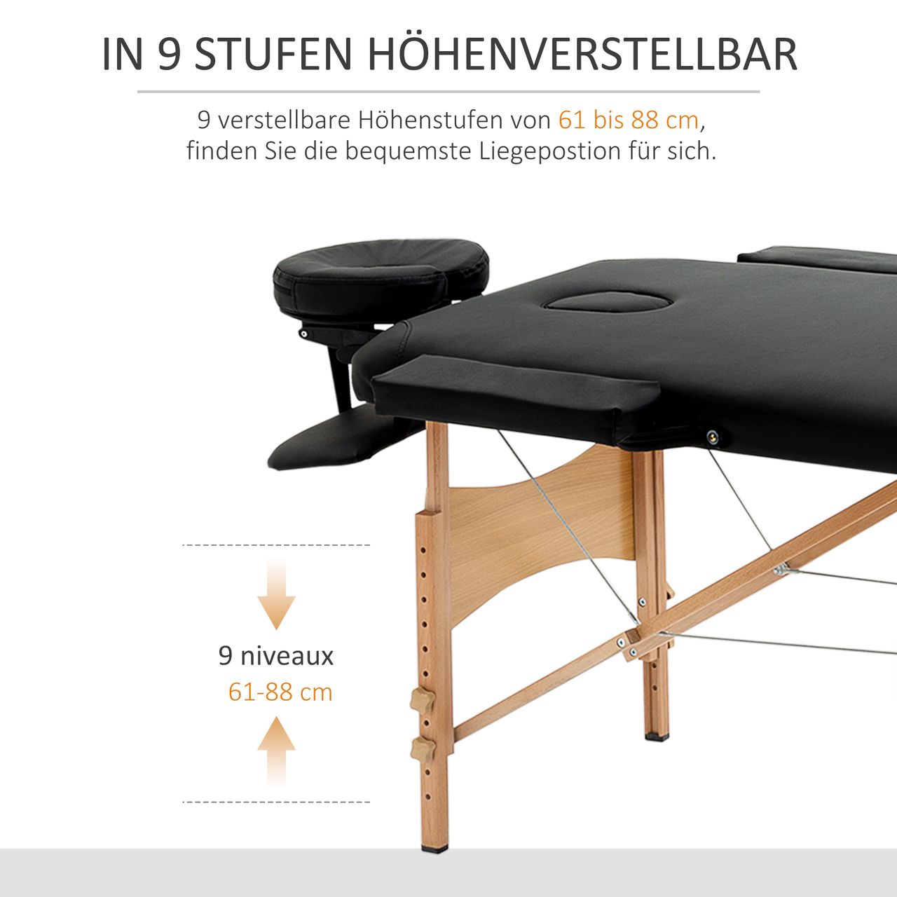 HOMCOM Massageliege, klappbarer Massagetisch mit Kopfstütze, für Spa, Salon