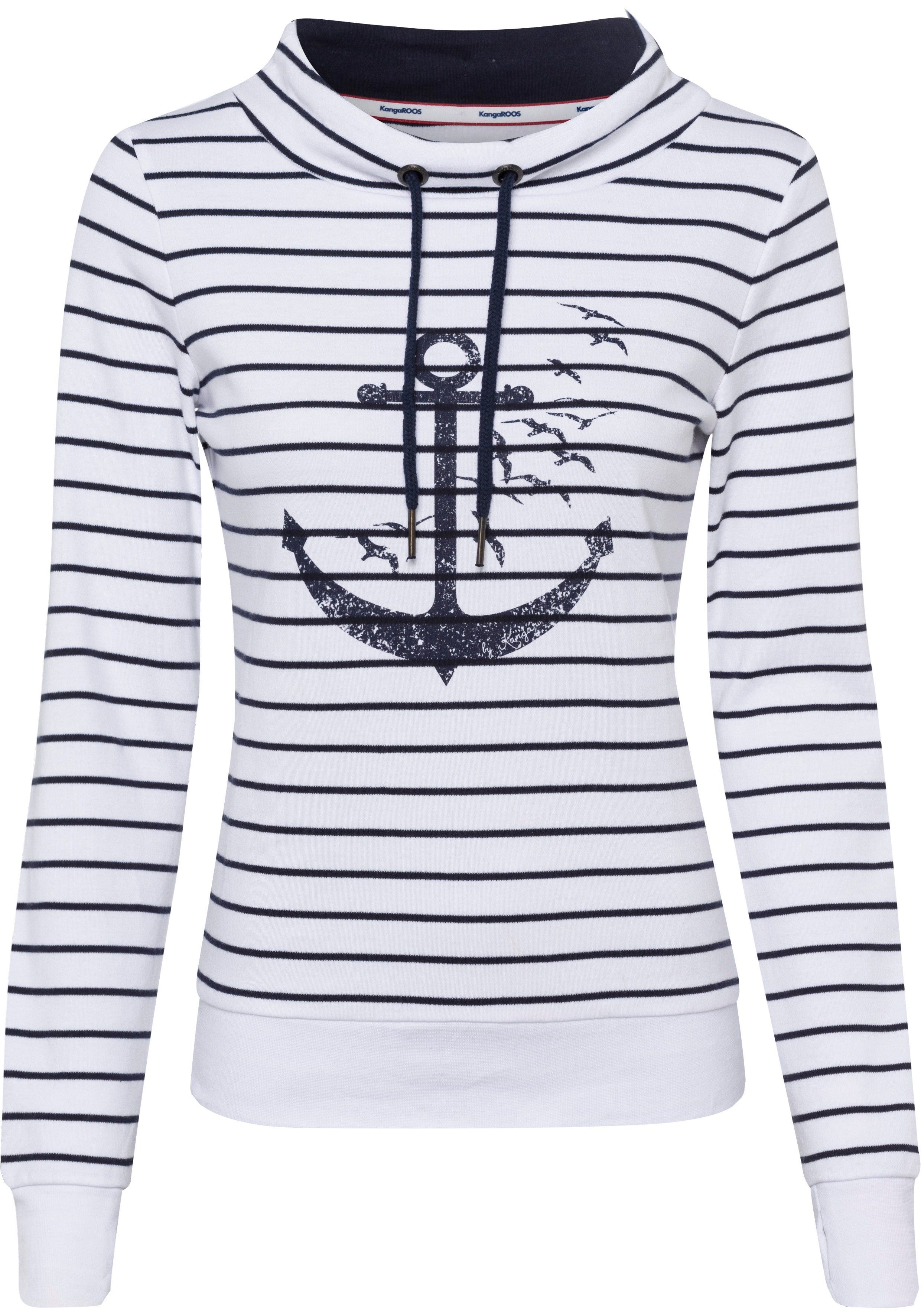 KangaROOS Sweatshirt mit sportlichem Stehkragen und maritimen Druck