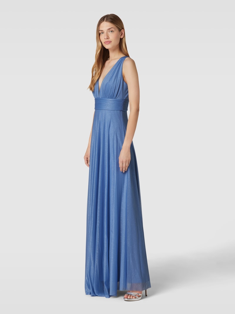 Abendkleid mit Taillenpasse in jeans meliert