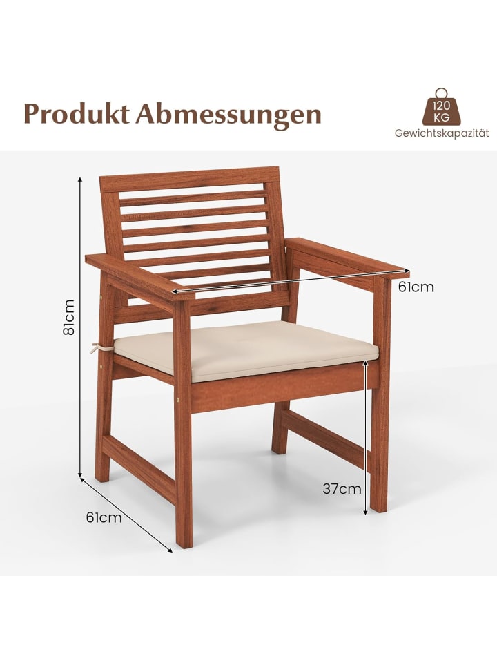COSTWAY 2er Set Gartenstühle in Braun günstig kaufen onesize