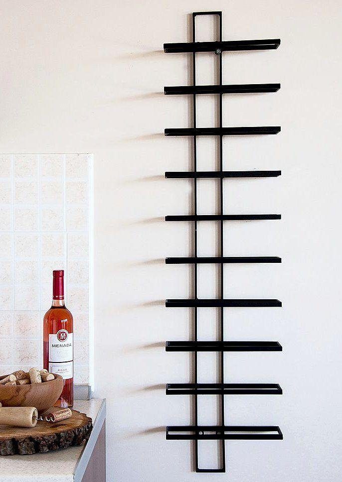 DanDiBo Weinregal Flaschenregal Metall Schwarz Wand Dies 116 cm für 10 Flaschen Flaschenständer Flaschenhalter